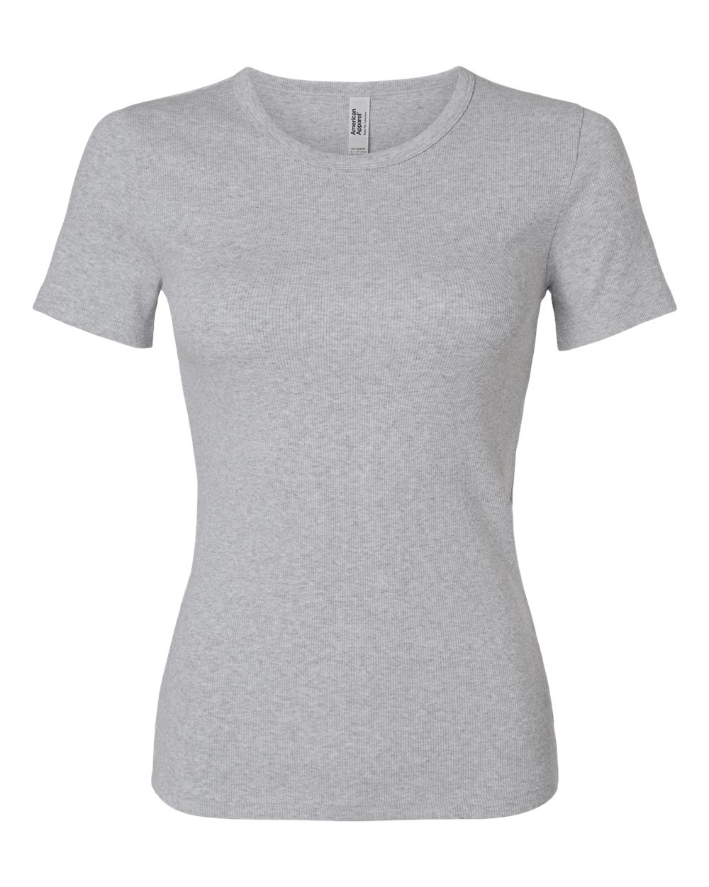American Apparel Women's Baby Rib Fitted Tee. BR2102 - Heather Grey