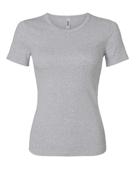 American Apparel Women's Baby Rib Fitted Tee. BR2102 - Heather Grey