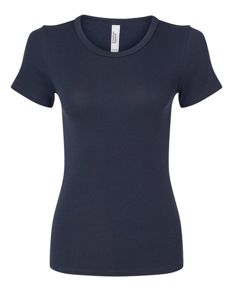 American Apparel Women's Baby Rib Fitted Tee. BR2102 - Navy