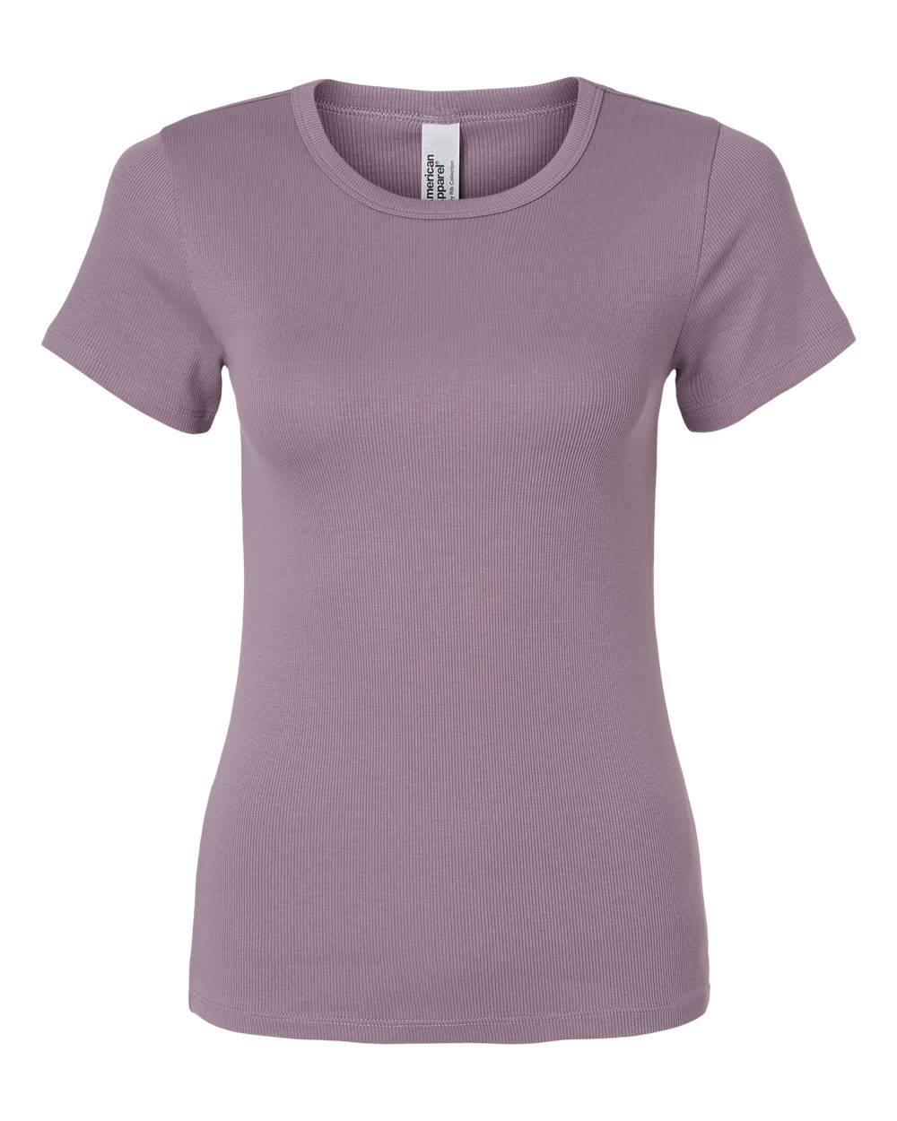 American Apparel Women's Baby Rib Fitted Tee. BR2102 - Smokey Violet