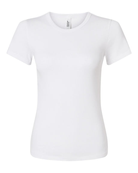 American Apparel Women's Baby Rib Fitted Tee. BR2102 - White