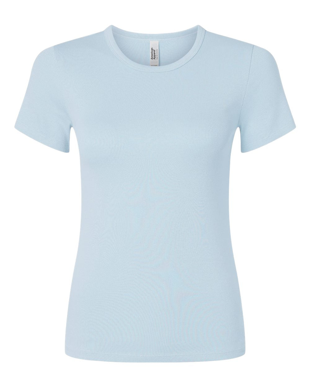 American Apparel Women's Baby Rib Fitted Tee. BR2102 - Powder Blue