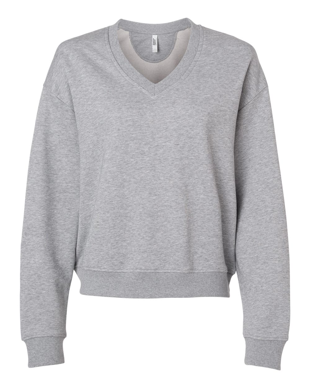 American Apparel Women's French Terry V-Neck Sweatshirt. FTV00 - Heather Grey