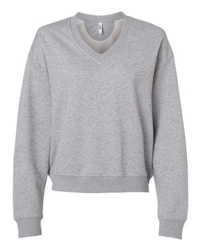 American Apparel Women's French Terry V-Neck Sweatshirt. FTV00 - Heather Grey