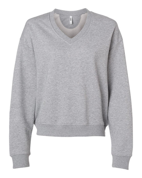 American Apparel Women's French Terry V-Neck Sweatshirt. FTV00 - Heather Grey