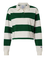 Champion Women's Mid-Length Rugby Polo. CHRL01 - Athletic Dark Green/ Cream