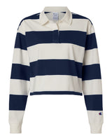 Champion Women's Mid-Length Rugby Polo. CHRL01 - Athletic Navy/ Cream