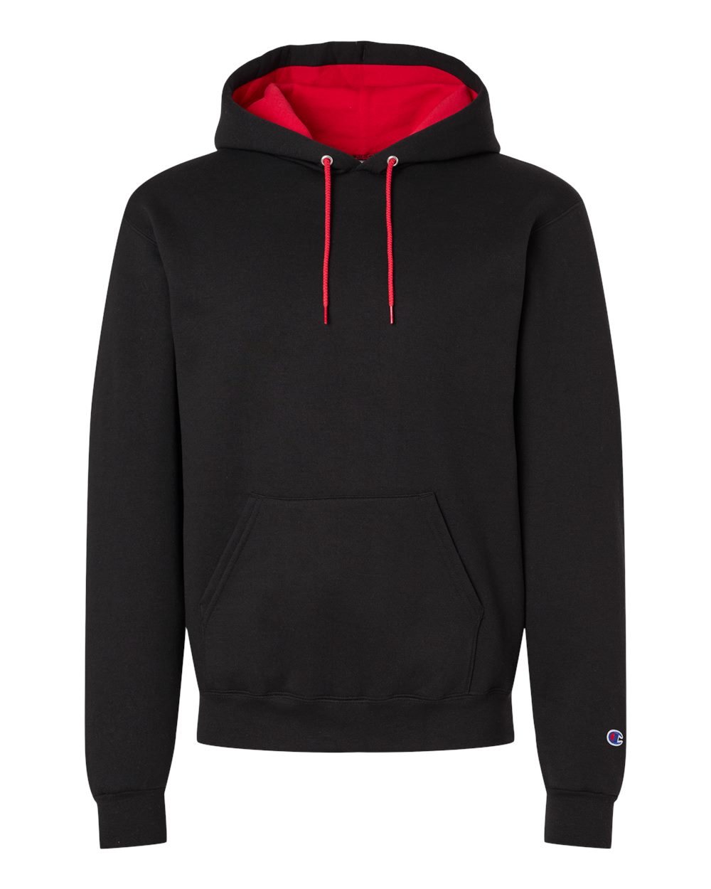 Champion Unisex Powerblend® Contrast Color Hooded Sweatshirt. S7CB0 - Black/ Scarlet