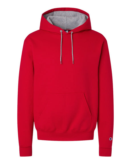 Champion Unisex Powerblend® Contrast Color Hooded Sweatshirt. S7CB0 - Scarlet/ Light Steel