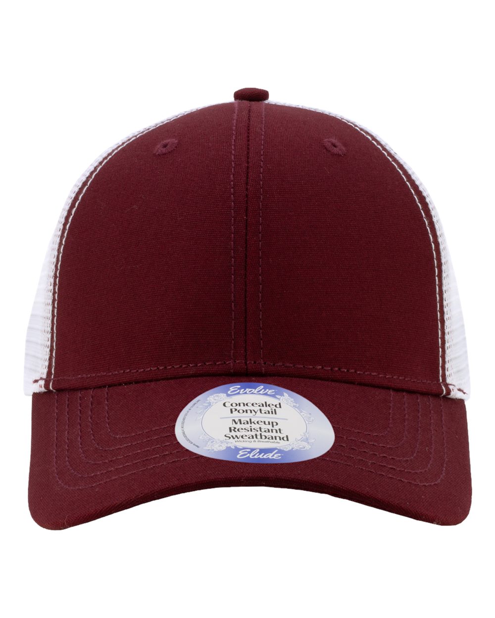Infinity Her Women's Modern Trucker Cap. CHARLIE - Maroon/ White