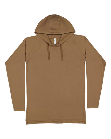 LAT Unisex Fine Jersey Hooded Long Sleeve Raglan Tee. 6917 - Coyote Brown