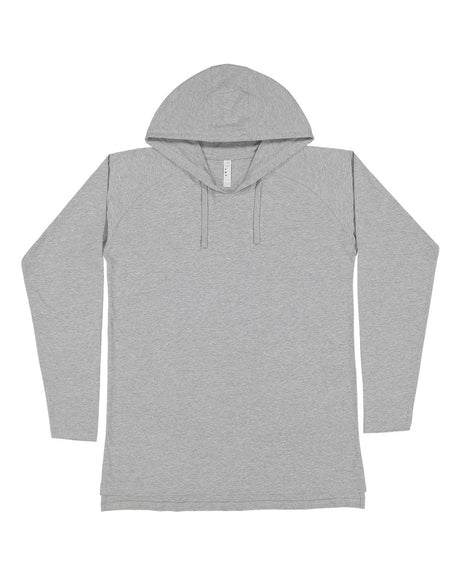 LAT Unisex Fine Jersey Hooded Long Sleeve Raglan Tee. 6917 - Heather