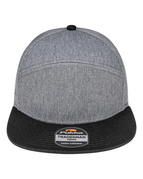Pukka Tradesman Hybrid Six-Panel Cap. 7001P - Dark Grey Heather/ Black