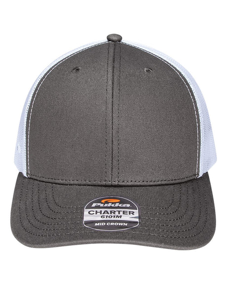 Pukka Charter Six-Panel Cap. 6101M - Charcoal/ White