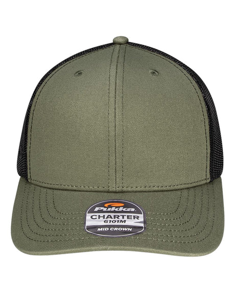 Pukka Charter Six-Panel Cap. 6101M - Olive Green/ Black