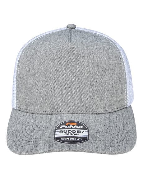Pukka Rudder Five-Panel Cap. 5000M - Grey Heather/ White