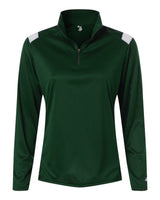 Badger Women's On The Rise Quarter-Zip Pullover. 4266 - Forest/ White