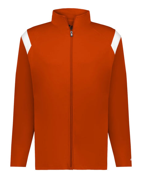 Badger Men's On The Rise Outercore Warm-up Jacket. 7725 - Burnt Orange/ White