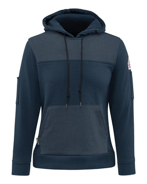 Bulwark Women's Flame-Resistant Fleece Hooded Sweatshirt. SMM5 - Navy