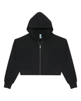 Lane Seven Women's Relaxed Cropped Full-Zip Hoodie Sweatshirt. LS88003 - Black