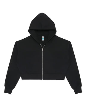 Lane Seven Women's Relaxed Cropped Full-Zip Hoodie Sweatshirt. LS88003 - Black