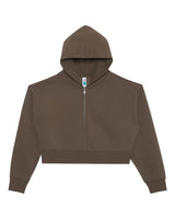Lane Seven Women's Relaxed Cropped Full-Zip Hoodie Sweatshirt. LS88003 - Coffee