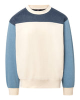 MV Sport Men's Otto Colorblock Crewneck Sweatshirt. 26145 - Navy Heather/ Light Denim Heather
