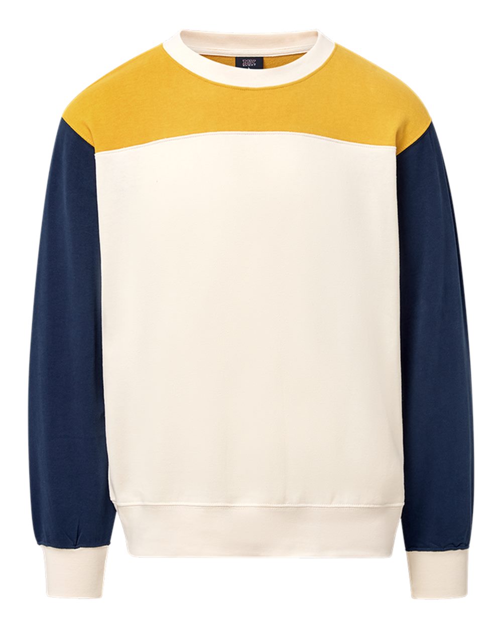 MV Sport Men's Otto Colorblock Crewneck Sweatshirt. 26145 - Ginger/ Navy