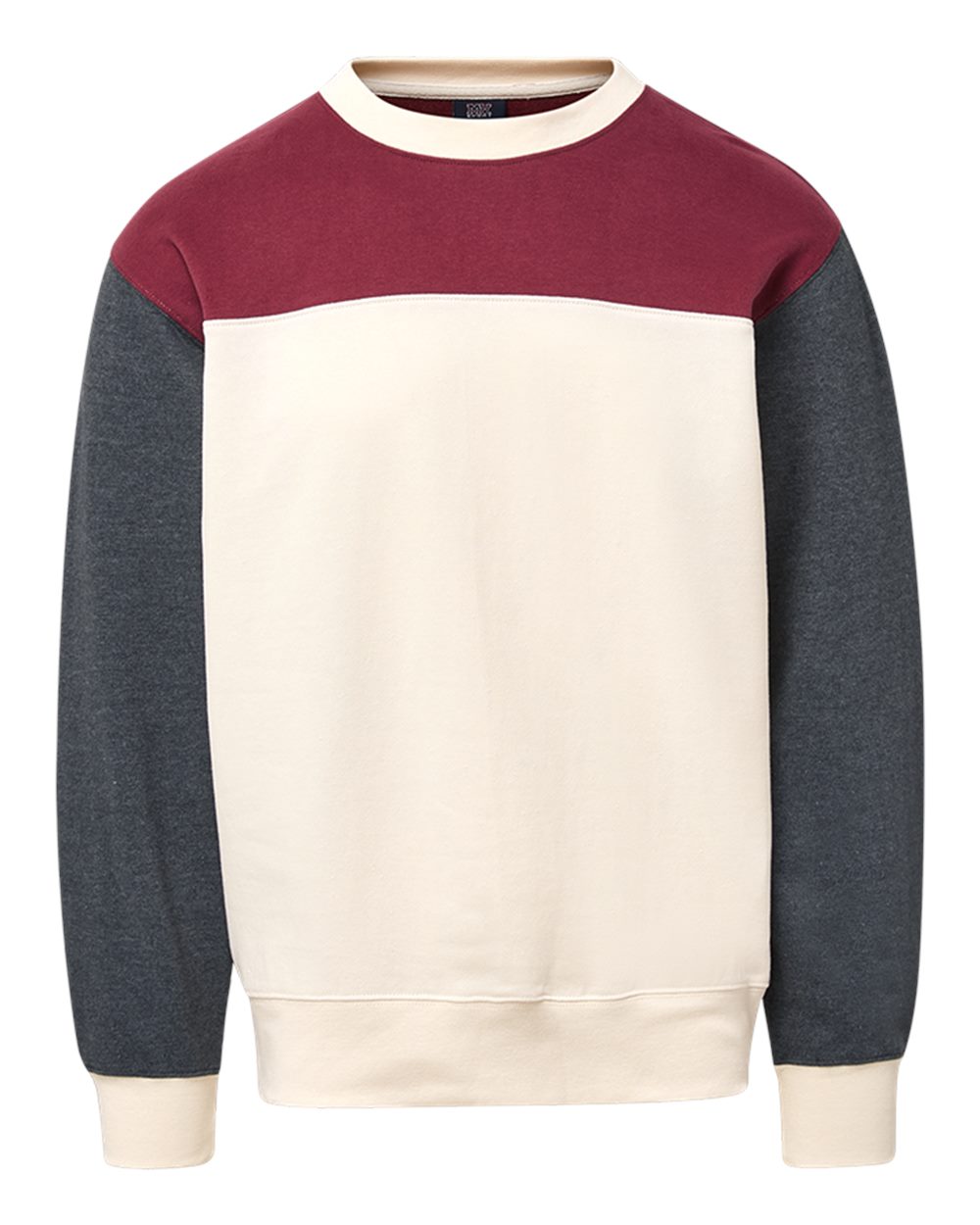 MV Sport Men's Otto Colorblock Crewneck Sweatshirt. 26145 - Biking Red/ Charcoal