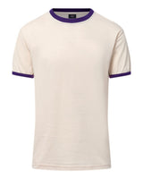 MV Sport Men's Jackie Ringer T-Shirt. 26425 - Vintage White/ Purple