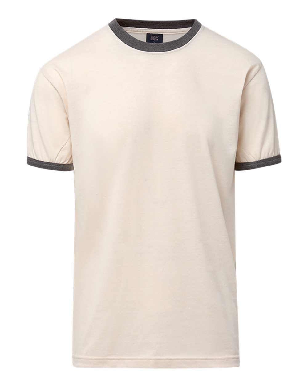 MV Sport Men's Jackie Ringer T-Shirt. 26425 - Vintage White/ Charcoal
