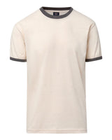 MV Sport Men's Jackie Ringer T-Shirt. 26425 - Vintage White/ Charcoal
