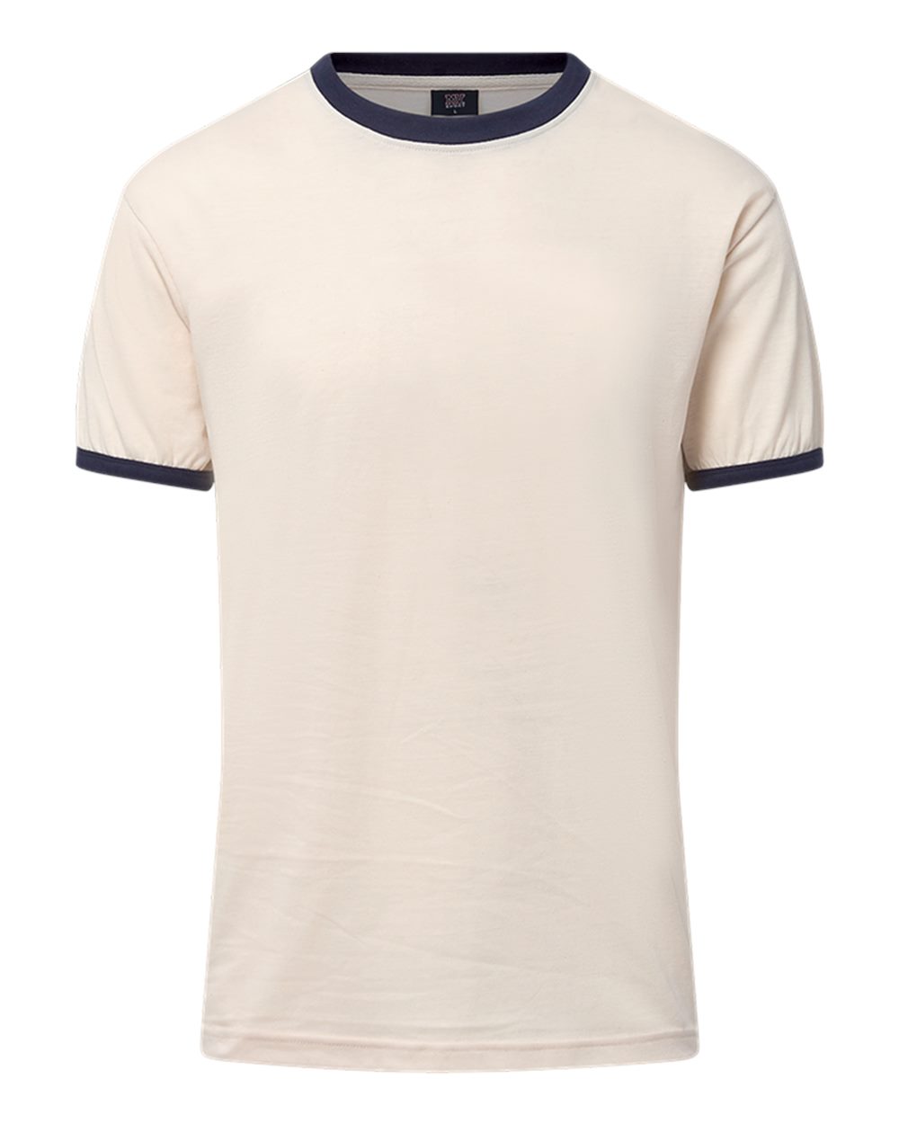 MV Sport Men's Jackie Ringer T-Shirt. 26425 - Vintage White/ Navy