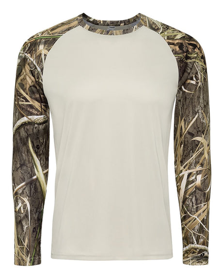 Paragon Men's Jackson Mossy Oak Colorblocked Long Sleeve T-Shirt. 236 - Shadow Grass Habitat