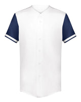 Augusta Sportswear Unisex Full Button Baseball Jersey. 6909 - White/ Navy
