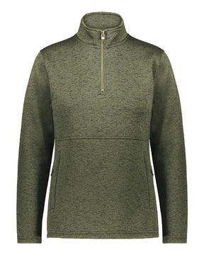 Holloway Women's Eco Revive™ Alpine Sweater Fleece Quarter-Zip Pullover. 223740 - Olive Heather