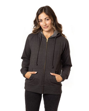 econscious Women's Heathered Full-Zip Hooded Sweatshirt. EC4580