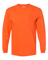 Bayside Unisex USA-Made Long Sleeve Pocket T-Shirt. 8100 - Orange