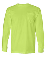 Bayside Unisex USA-Made Long Sleeve Pocket T-Shirt. 8100 - Lime Green