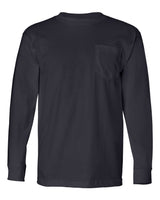 Bayside Unisex USA-Made Long Sleeve Pocket T-Shirt. 8100 - Navy