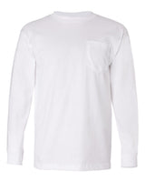 Bayside Unisex USA-Made Long Sleeve Pocket T-Shirt. 8100 - White