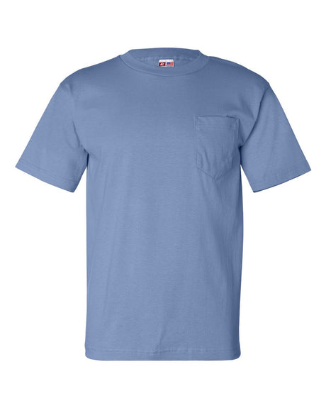 Bayside Unisex USA-Made Pocket T-Shirt. 7100 - Carolina Blue