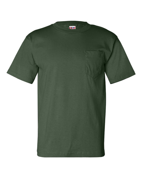 Bayside Unisex USA-Made Pocket T-Shirt. 7100 - Forest Green