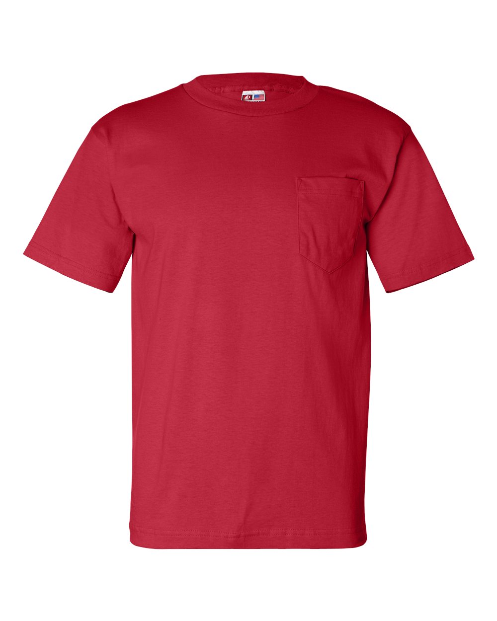 Bayside Unisex USA-Made Pocket T-Shirt. 7100 - Red