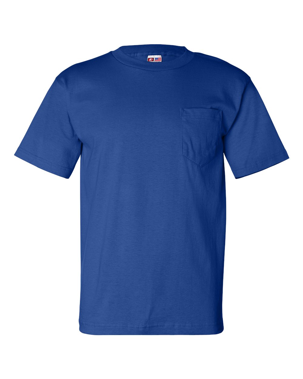 Bayside Unisex USA-Made Pocket T-Shirt. 7100 - Royal Blue
