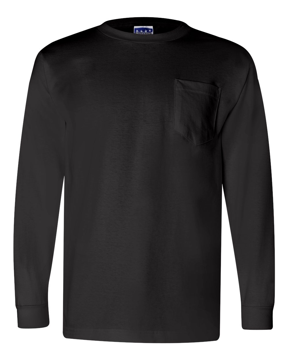 Bayside Unisex Union-Made Long Sleeve Pocket T-Shirt. 3055 - Black