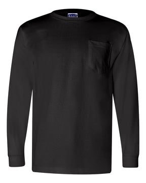 Bayside Unisex Union-Made Long Sleeve Pocket T-Shirt. 3055 - Black