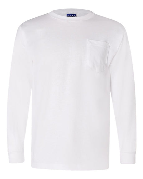 Bayside Unisex Union-Made Long Sleeve Pocket T-Shirt. 3055 - White