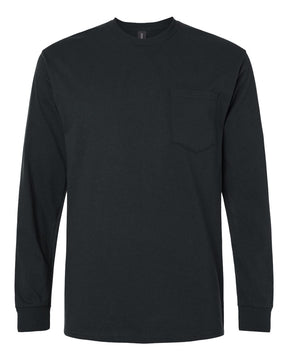 Gildan Unisex Ultra Cotton® Long Sleeve Pocket T-Shirt. 2410 - Black