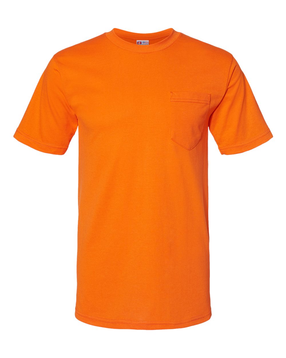 Bayside Unisex USA-Made 50/50 Pocket T-Shirt. 1725 - Safety Orange
